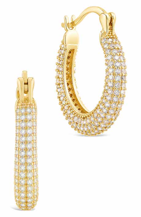 Full Pav Cubic Zirconia Hoop Earrings
