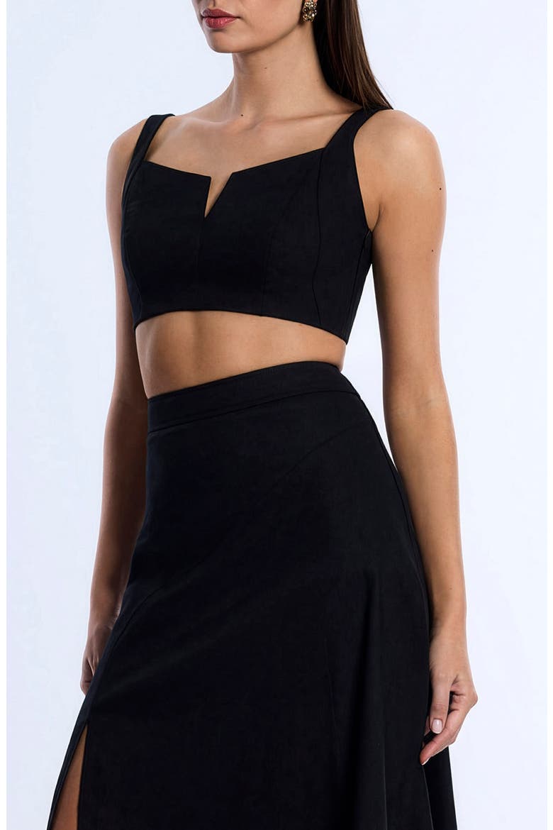 Notched Neck Crop Top, Alternate, color, BLACK