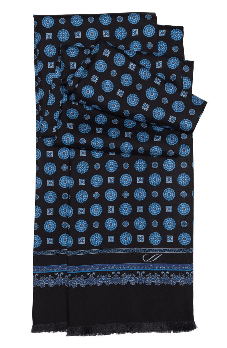 Elizabetta Botticelli - Slim Silk Scarf for Men, Main, color, Black 
Blue