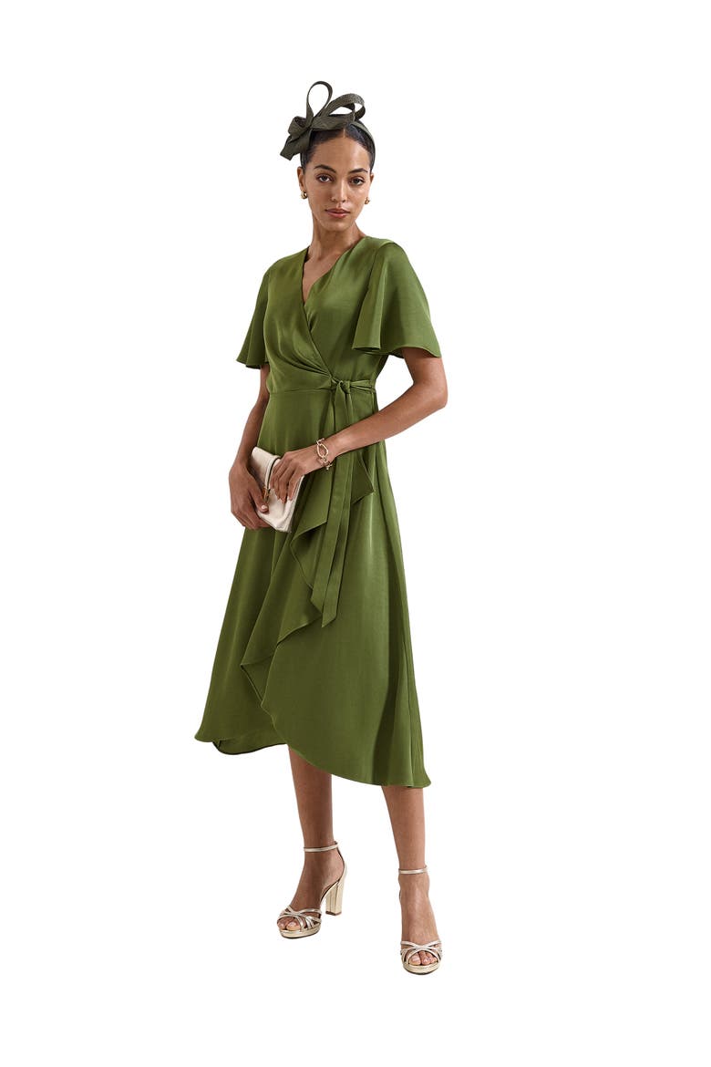 Julissa V-Neck Satin Dress, Main, color, Green