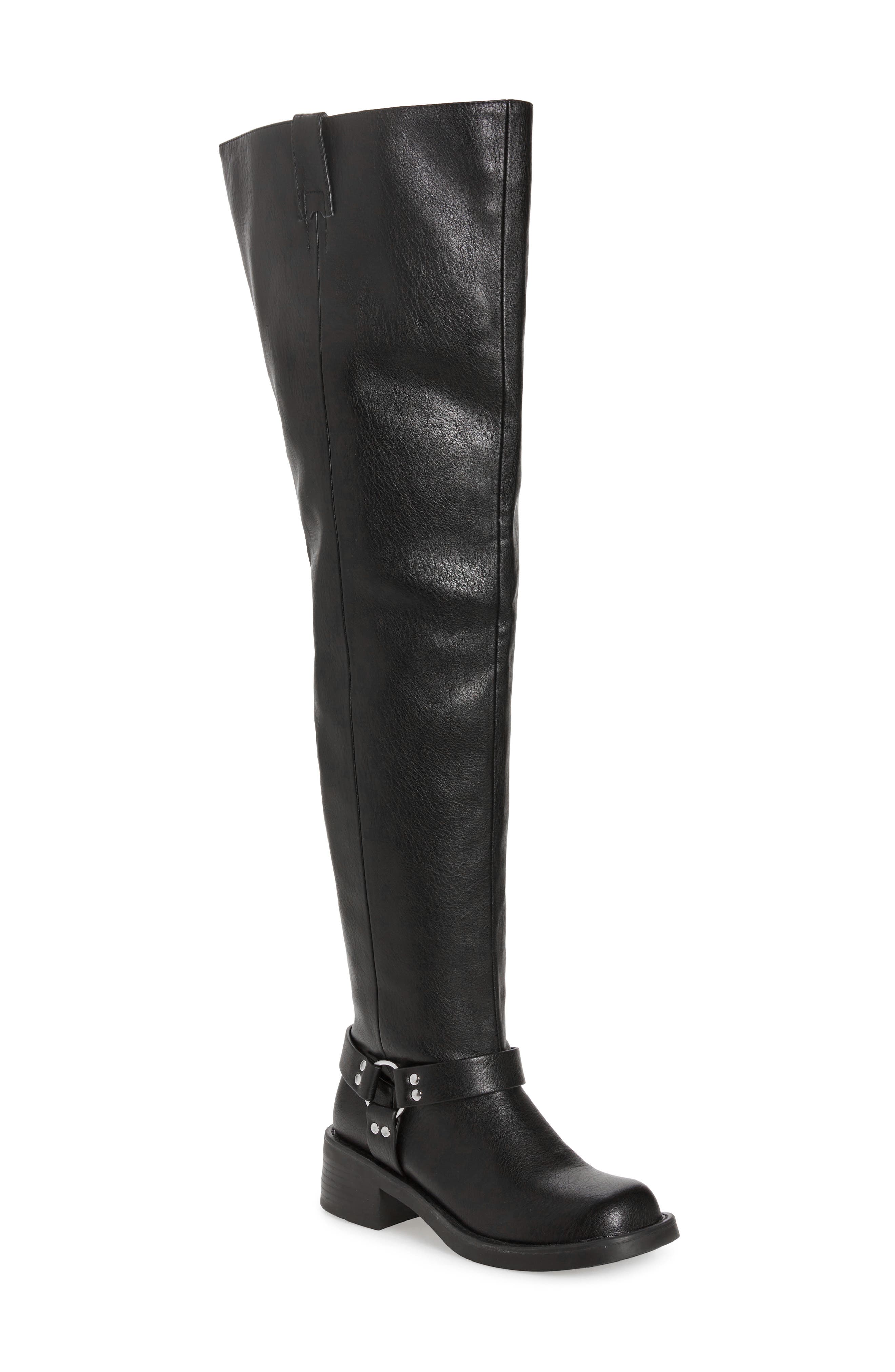 AZALEA WANG Glastonbury Water Resistant Knee High Moto Boot, Main, color, 