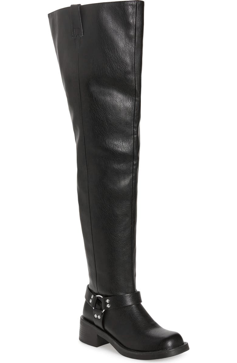 AZALEA WANG Glastonbury Water Resistant Knee High Moto Boot, Main, color,