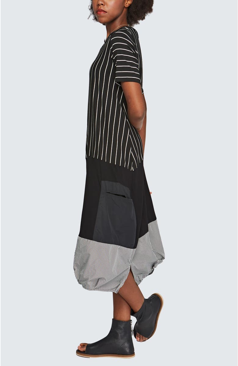 LUUKAA Lila Long Striped Viscose Jersey Dress, Alternate, color, Black