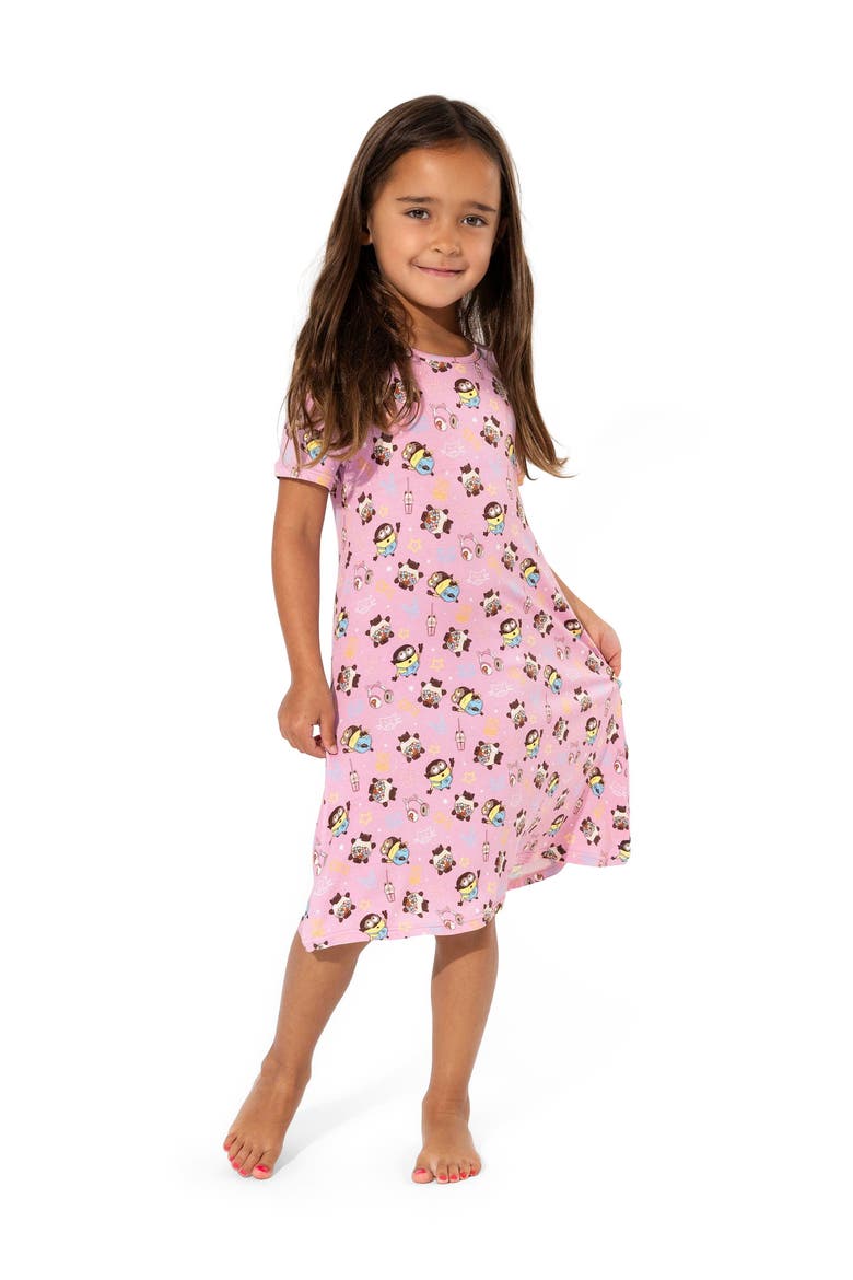Kids' Despicable Me 4 Minions Always Popping Short Sleeve Dress, Alternate, color, Minions Popping