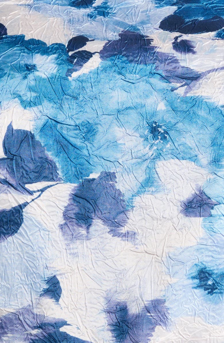 Tahari ASL Floral Print Belted Sleeveless Dress, Alternate, color, Blue Multi