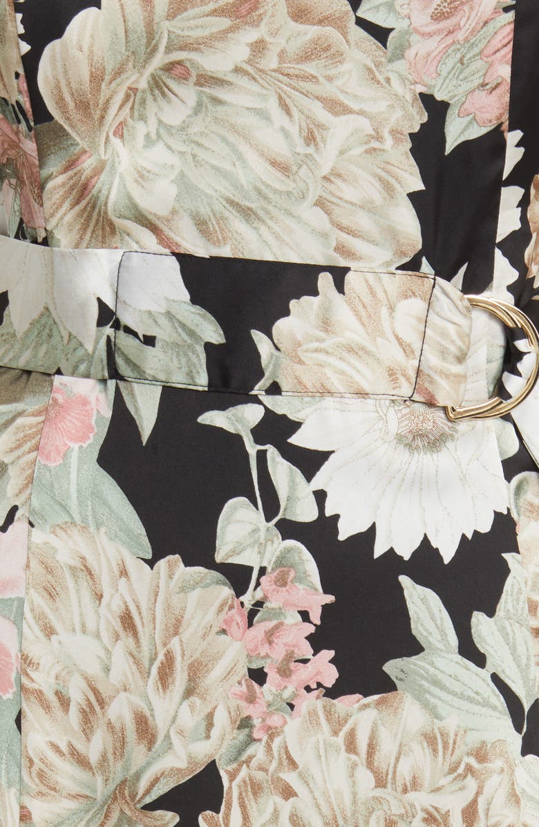 Anne Klein Floral Long Sleeve Belted Midi Dress, Alternate, color, 