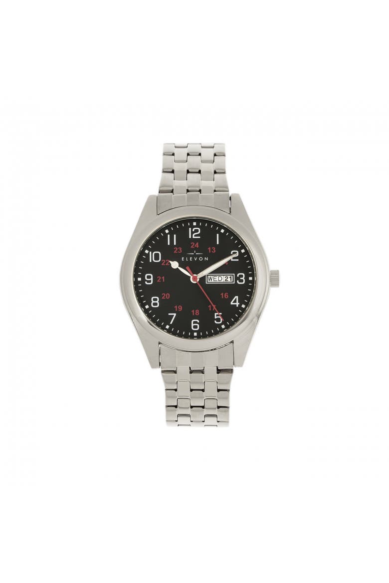 Gann Bracelet Watch w/Day/Date, Main, color, Silver/Black