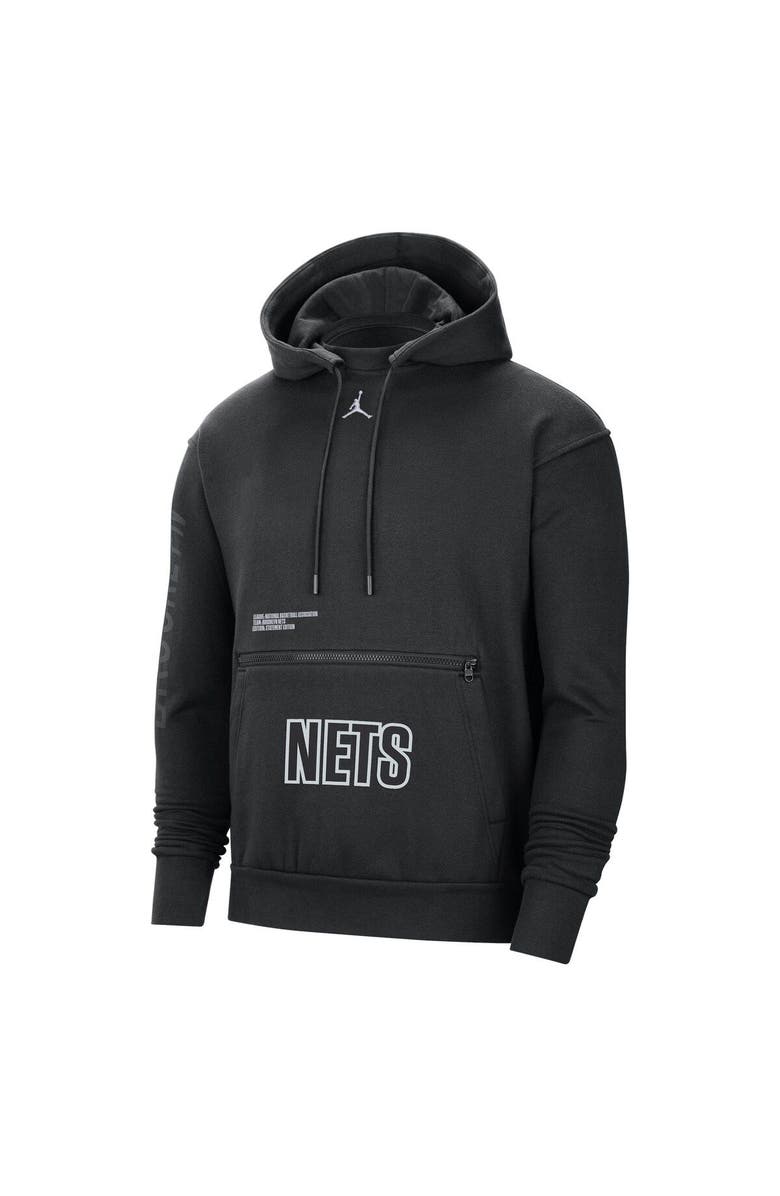 Jordan Brand Men's Jordan Brand Black Brooklyn Nets Courtside Statement Edition Pullover Hoodie, Alternate, color, 