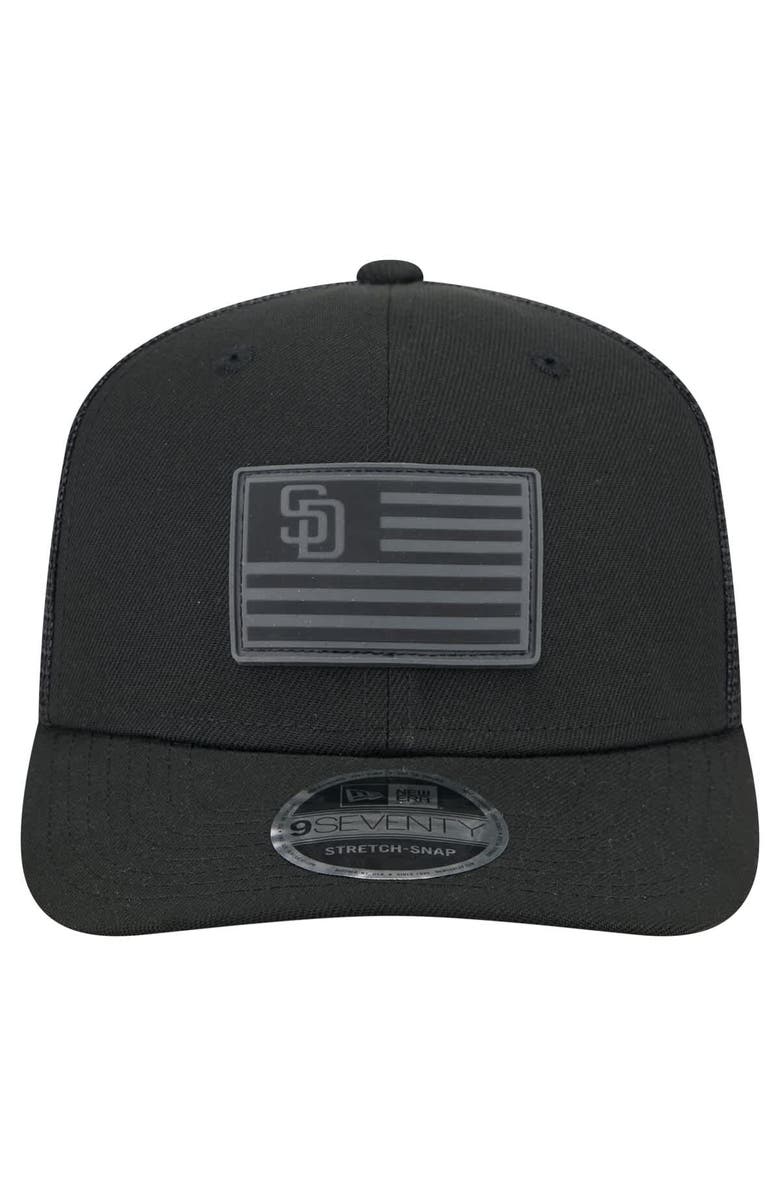 New Era Men's New Era Black San Diego Padres Tonal Flag 9SEVENTY Stretch-Snap Hat, Alternate, color, 