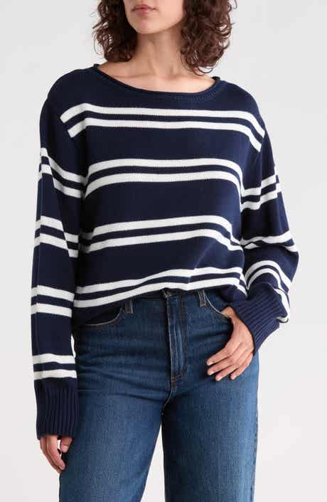 Stripe Boat Neck Crop Sweater