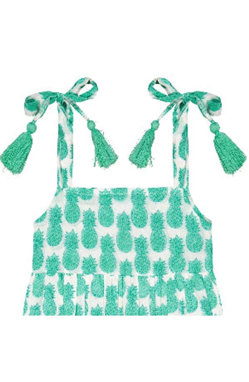 Mer St. Barth Zoe Baby Romper Pineapple Crush Lagoon In Green