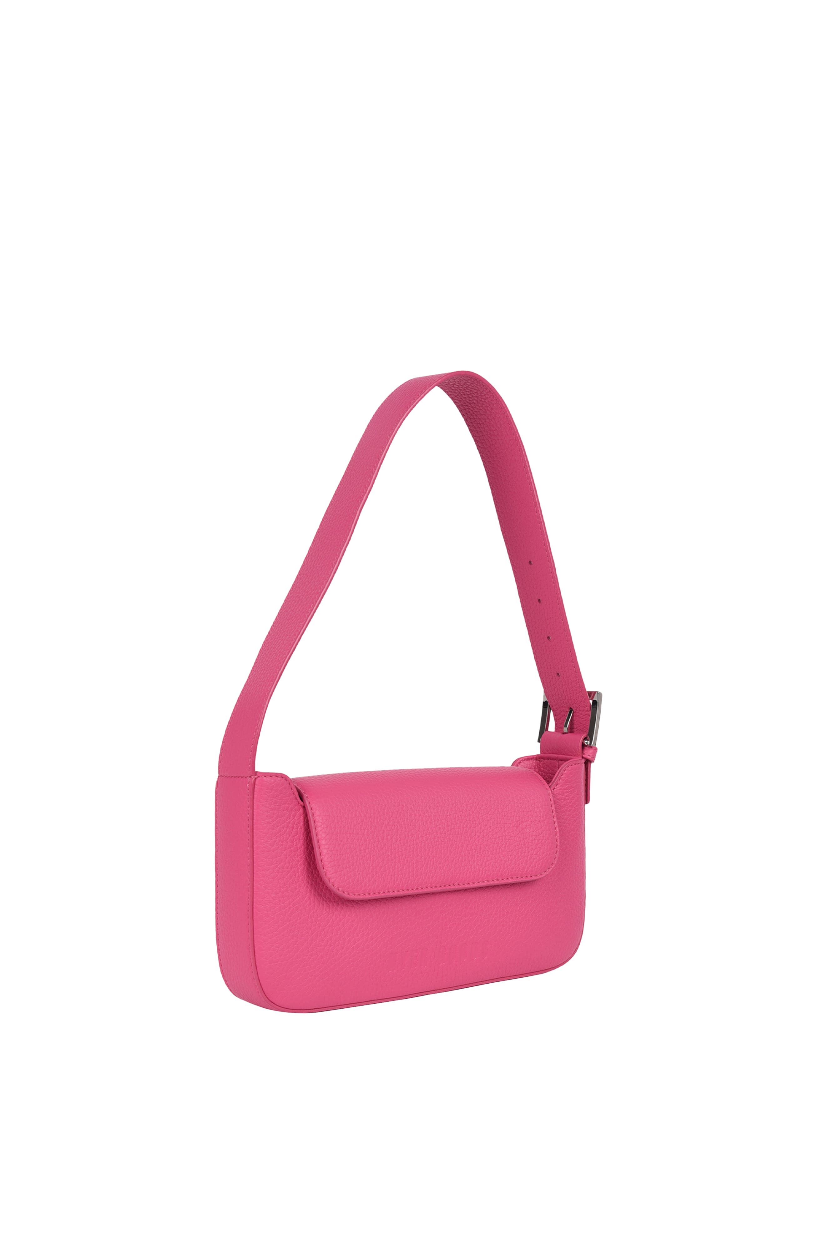 HYER GOODS Upcycled Leather Shoulder Bag with Buckle, Alternate, color, Fuschia