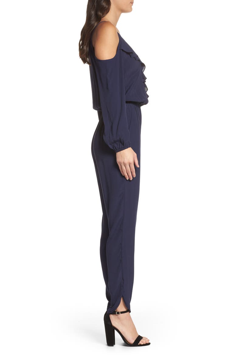 Cold Shoulder Jumpsuit, Alternate, color, NAVY