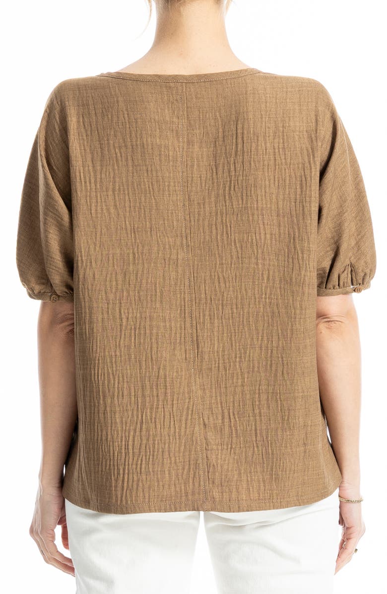 MAX STUDIO Short Sleeve Split Neck Blouse, Alternate, color, Heather Umber