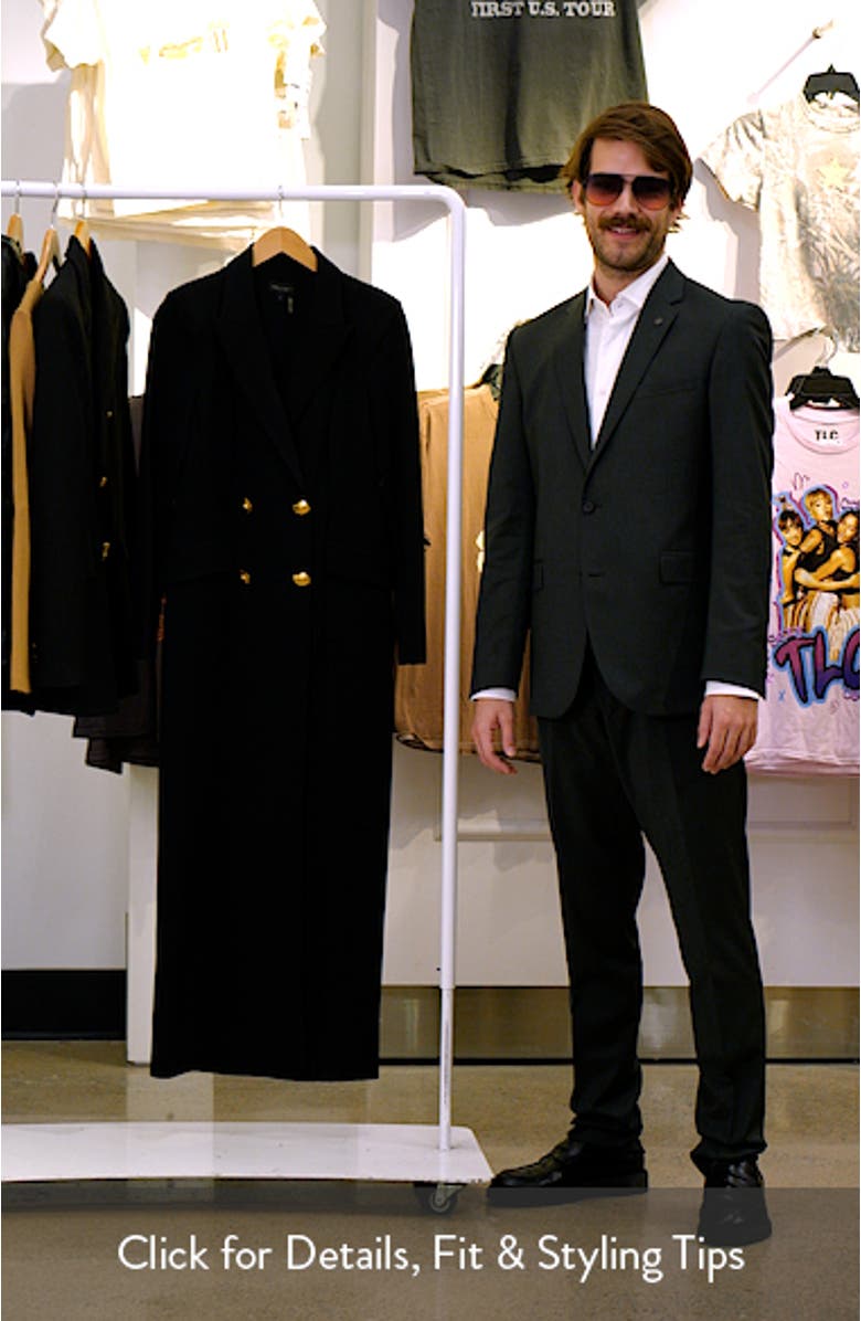 Double Breasted Long Sleeve Crepe Blazer Gown, sales video thumbnail