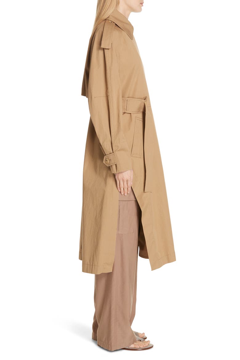 Long Trench Coat, Alternate, color, DK KHAKI