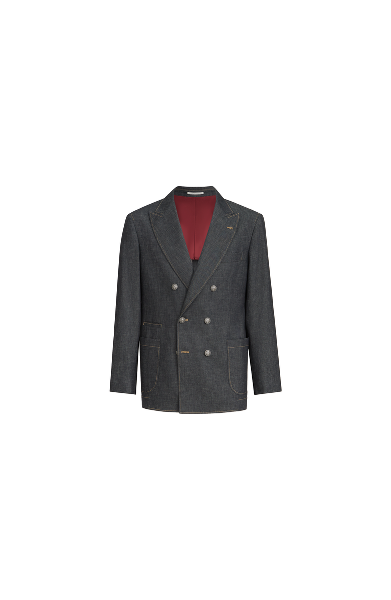 Brunello Cucinelli No-fade denim deconstructed blazer, Alternate, color, Dark Grey
