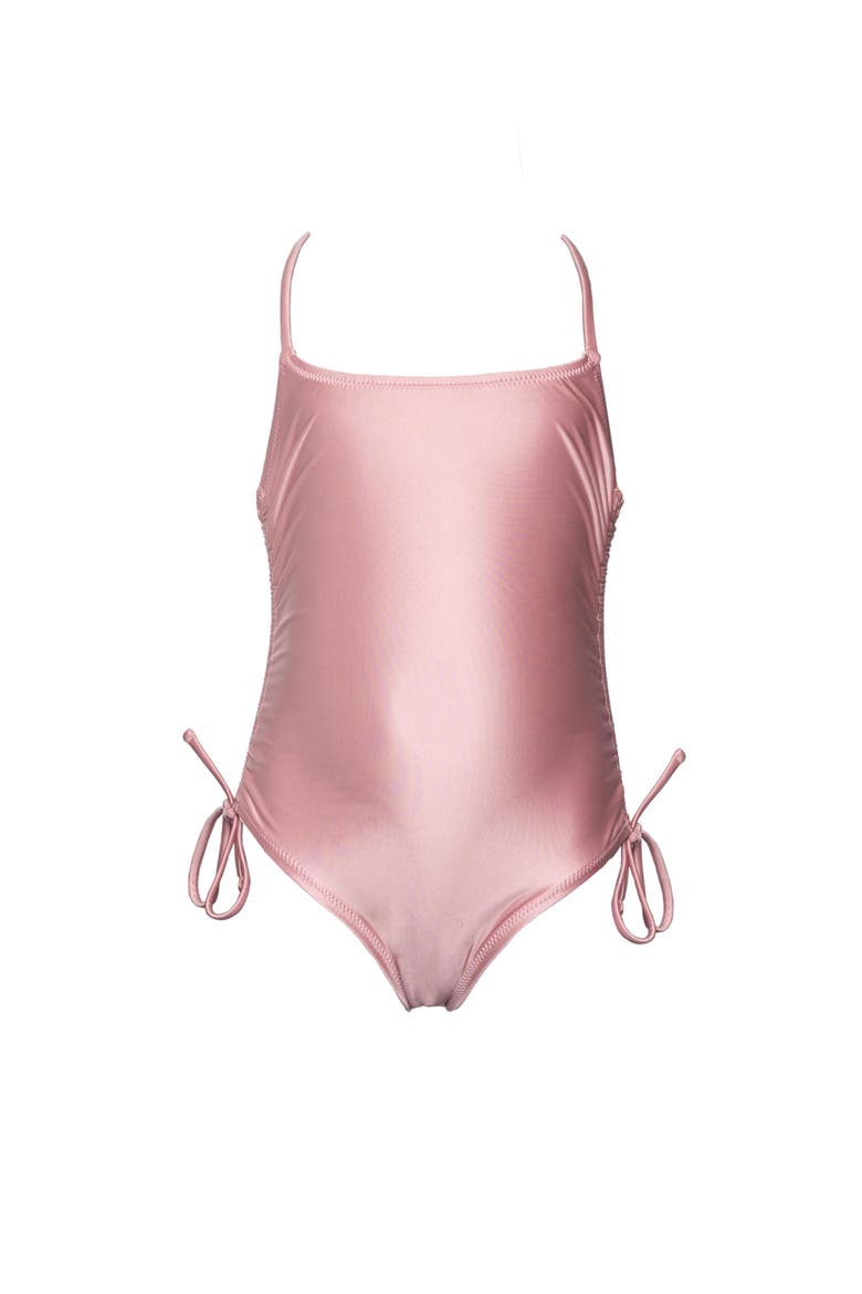 Satin Royale Criss Cross Back Adjustable One Piece Swimsuit, Main, color, Light-Pink