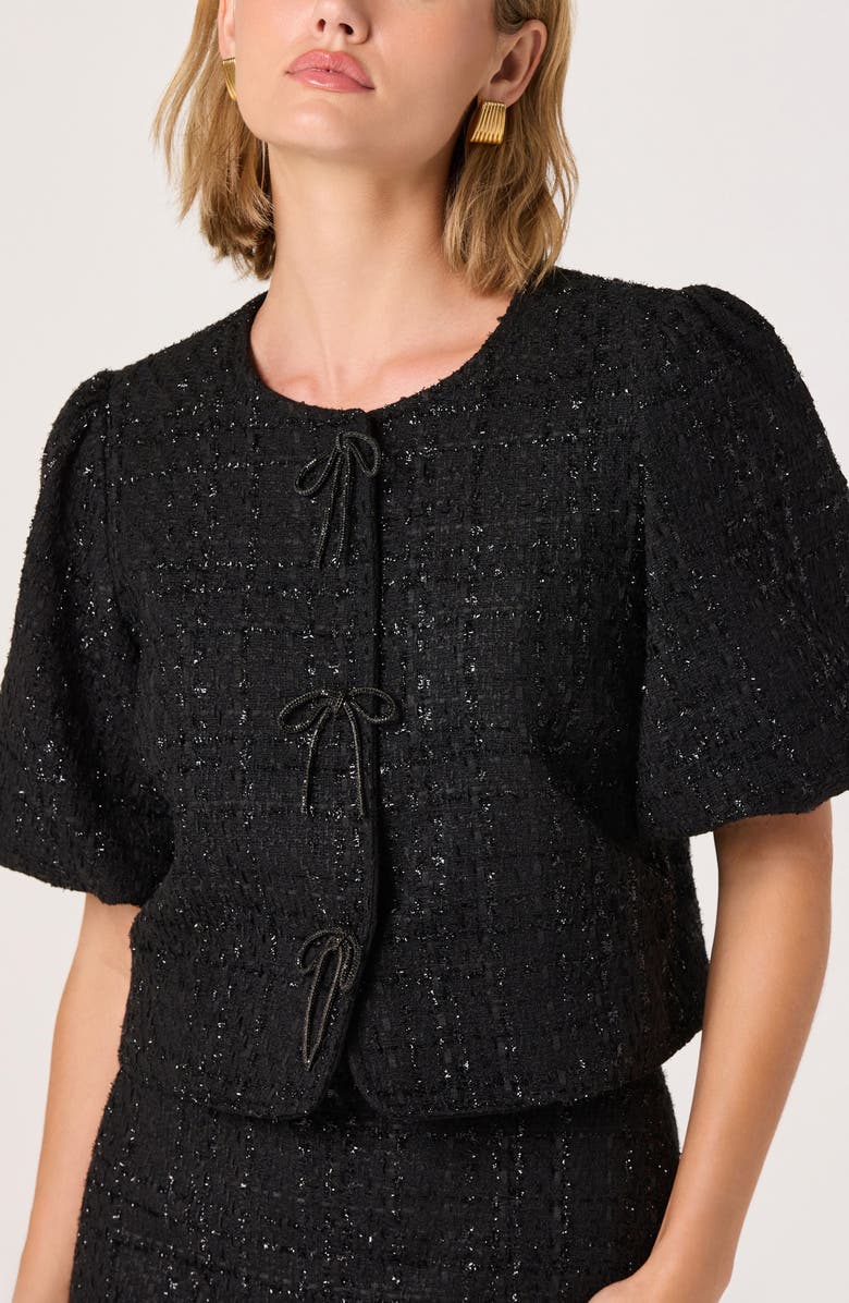ASTR the Label Puff Sleeve Tweed Jacket, Alternate, color, Black
