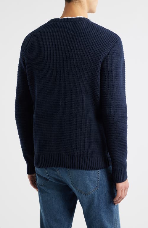James Campbell Laggan Waffle Stitch Crewneck Sweater In Blue