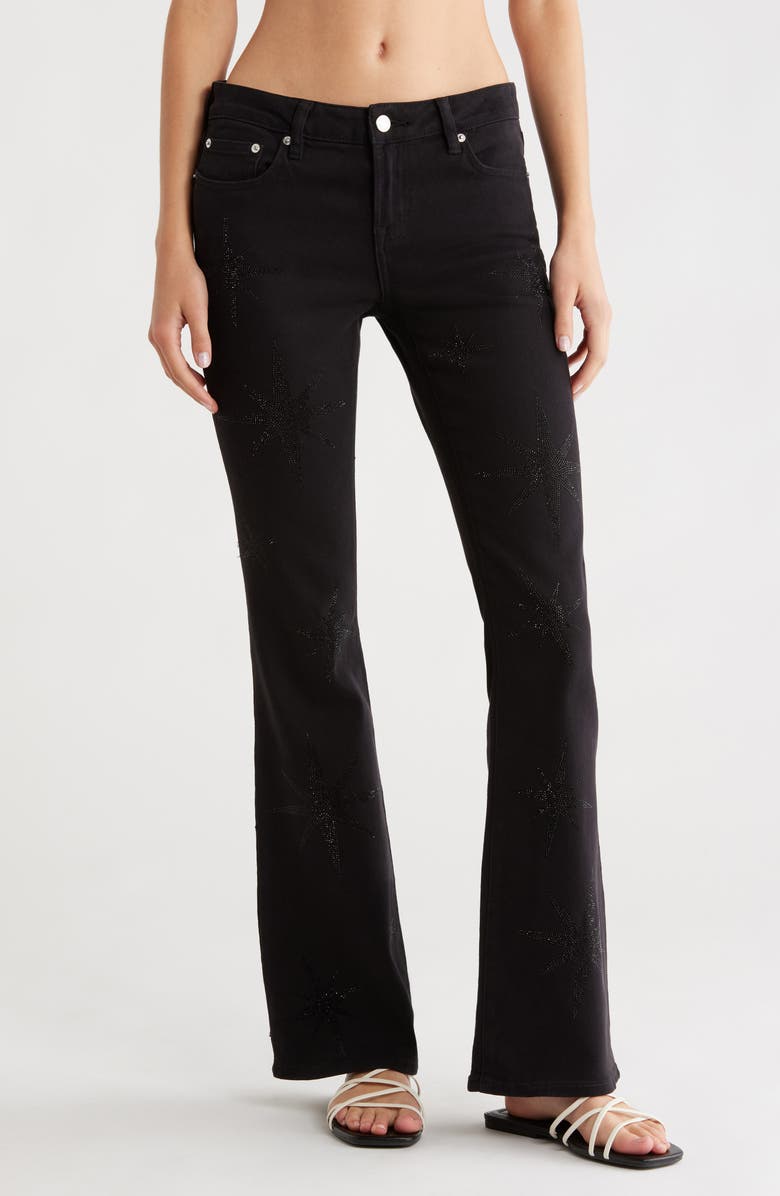 PacSun Vanya Glitter Star Detail Bootcut Jeans, Main, color, Black
