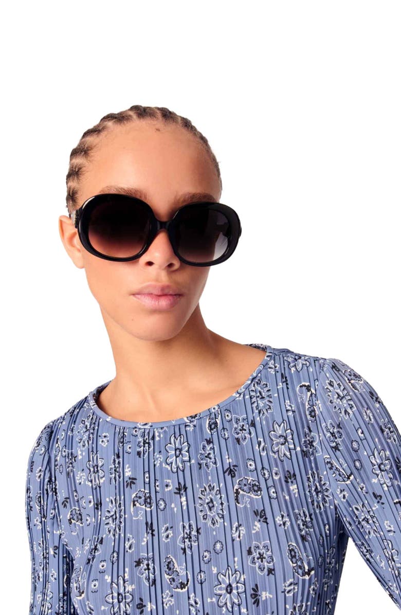 maje Patterned pleated dress, Alternate, color, 