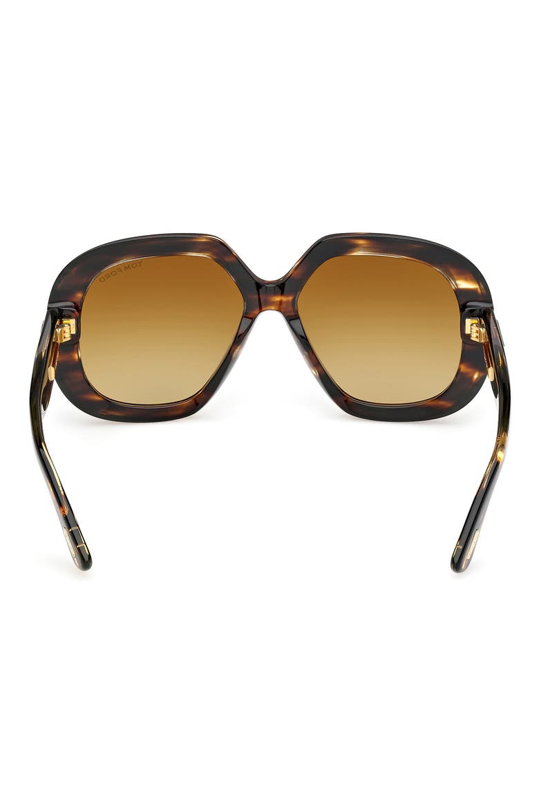 56mm Geometric Sunglasses, Alternate, color, BROWN STRIPED BEVELED/ BROWN