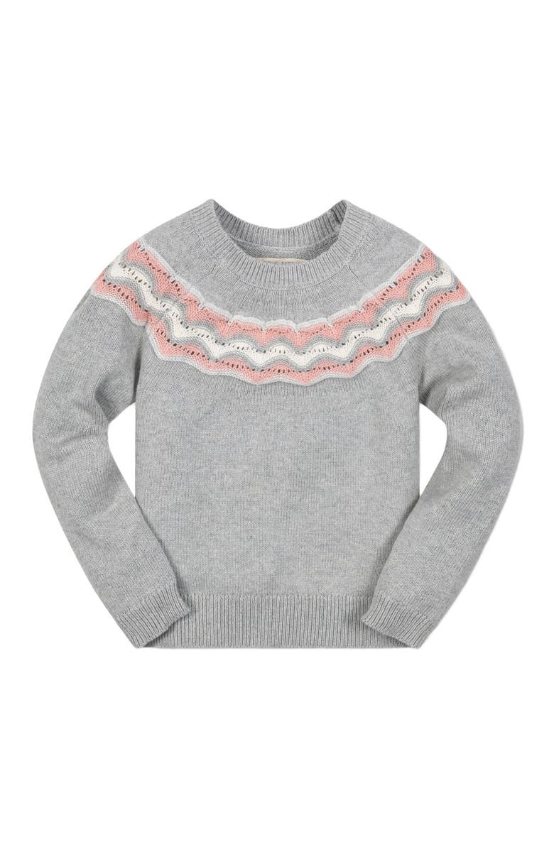 Hope & Henry Baby Girls' Organic Fair Isle Raglan Sweater, Infant, Main, color, Gray Heather Fair Isle