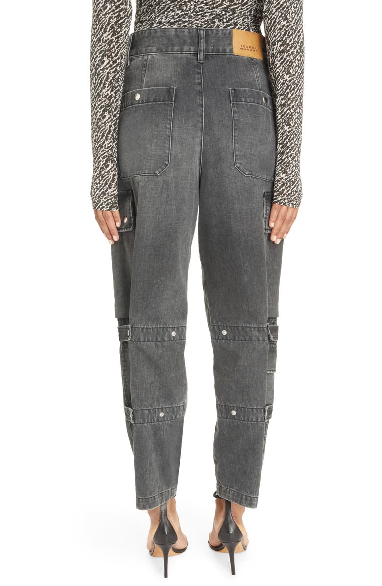 Isabel Marant Elore Nonstretch Denim Cargo Jeans, Alternate, color,