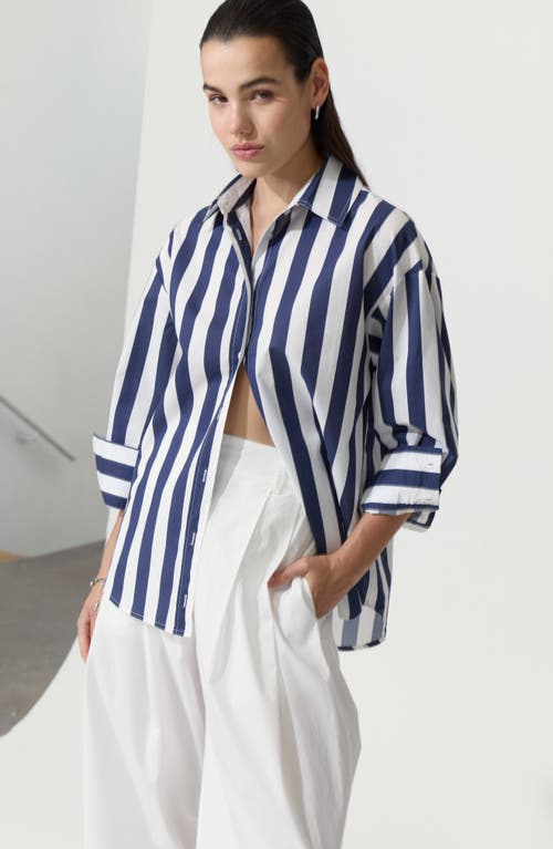 DELUC DELUC VICENZO STRIPE COTTON BUTTON-UP SHIRT