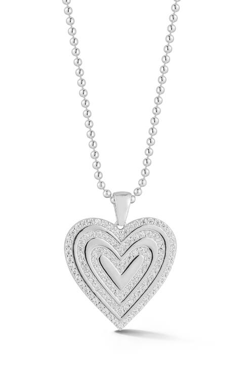 Pavé Cubic Zirconia Heart Pendant Necklace