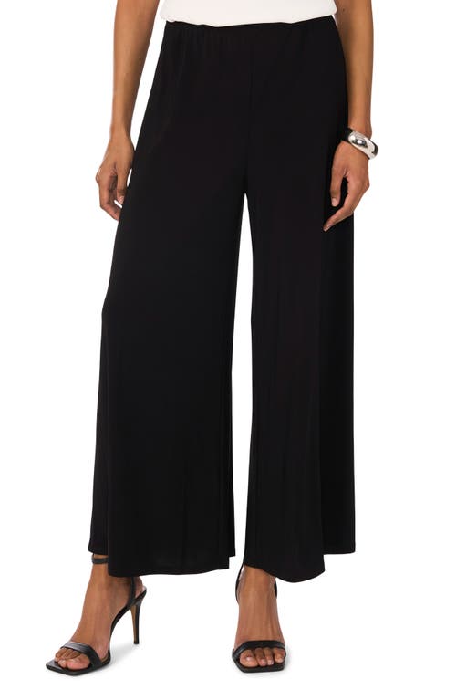 Vince Camuto Petites Womens Solid Polyester Wide Leg Pants In Rich Black