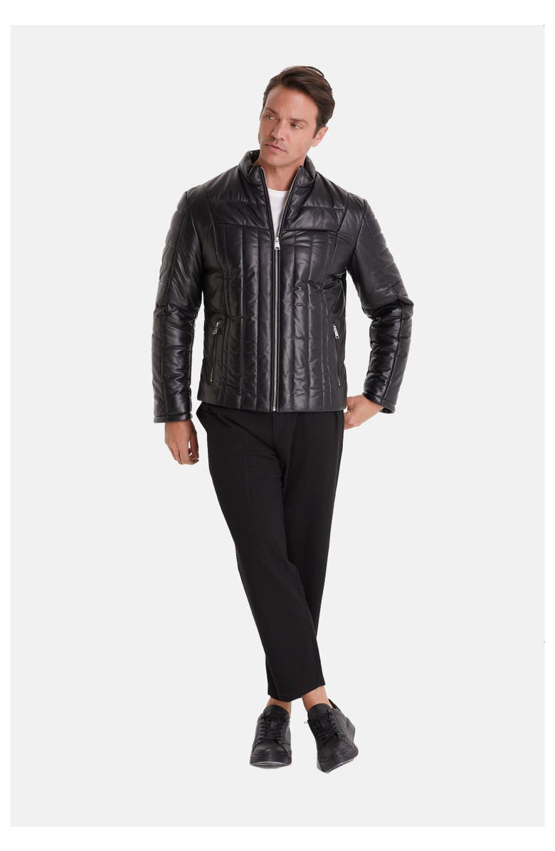 Furniq UK James Leather Jacket, Alternate, color, Black