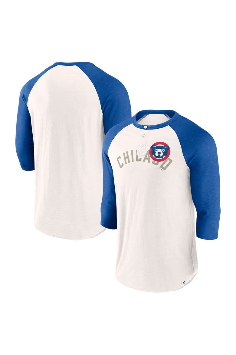Men's Fanatics Branded White/Royal Chicago Cubs Backdoor Slider Raglan 3/4-Sleeve T-Shirt, Main, color, White