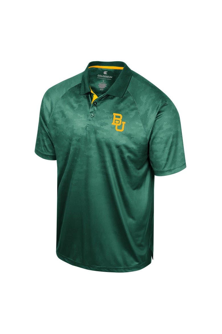 Men's Colosseum Green Baylor Bears Honeycomb Raglan Polo, Alternate, color, Green