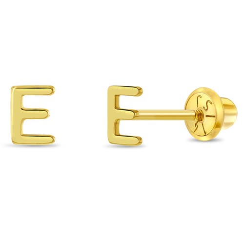 In Season Jewelry 14k Itsy Bitsy Initial Letter Earrings In Letter E