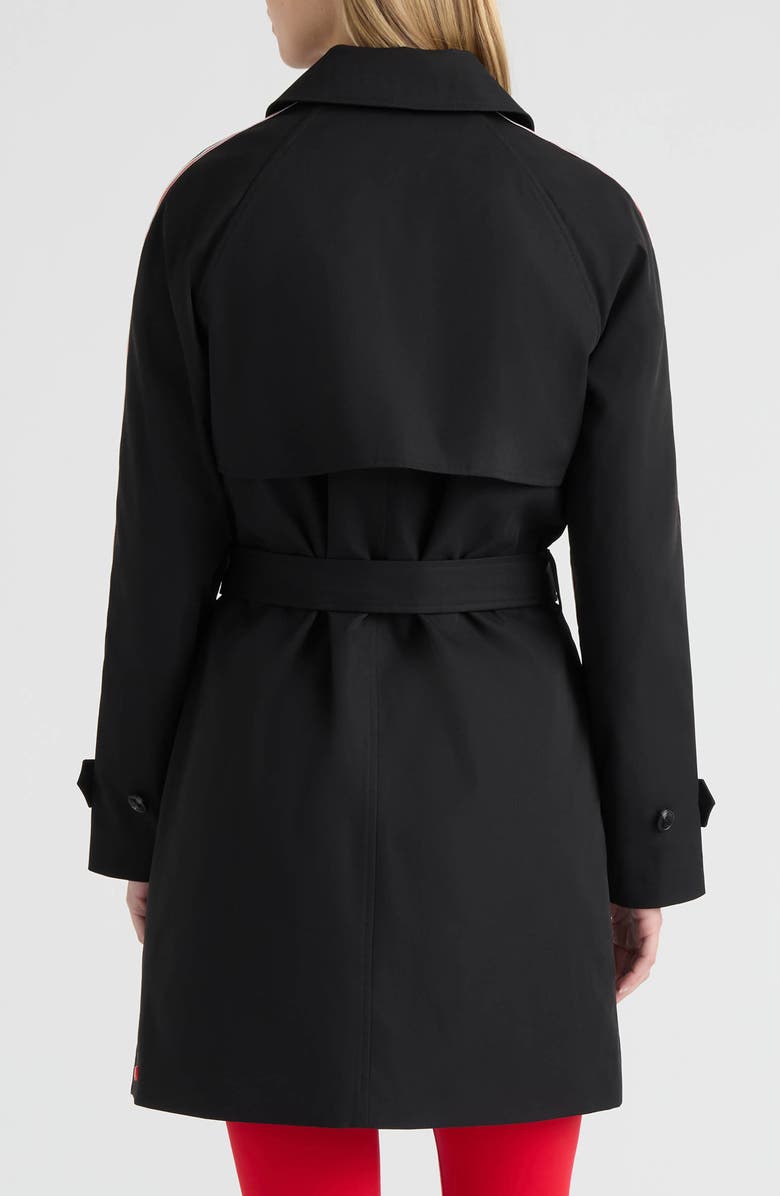 Hunter Sophia Sleeve Stripe Trench Coat, Alternate, color, Black