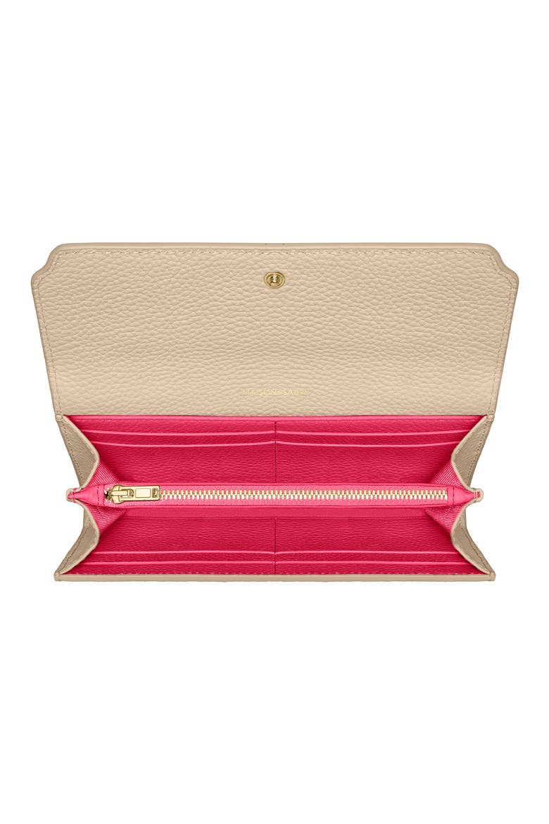 Long Leather Flap Wallet, Alternate, color, Saharan Fuchsia