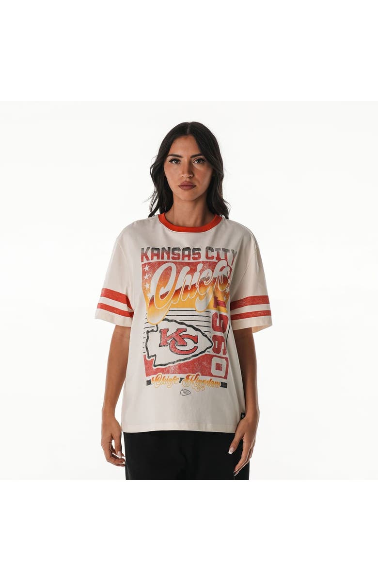 THE WILD COLLECTIVE Women's The Wild Collective  Cream Kansas City Chiefs Vintage Drop Shoulder Oversized Boyfriend T-Shirt, Main, color, 