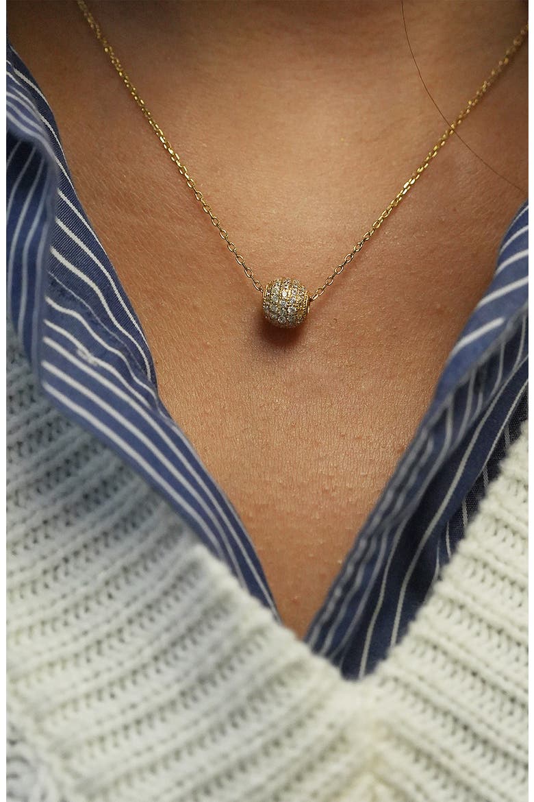 Cubic Zirconia Ball Pendant Necklace, Alternate, color, GOLD
