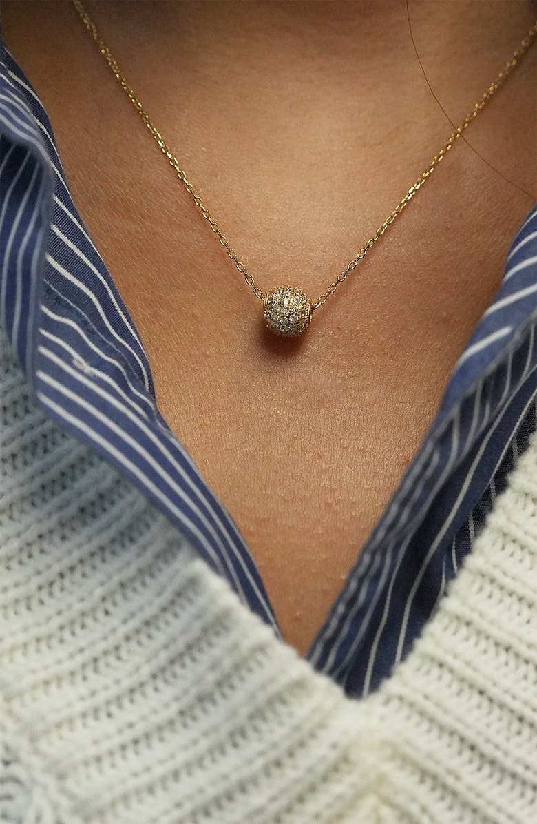 Argento Vivo Sterling Silver Cubic Zirconia Ball Pendant Necklace, Alternate, color, Gold