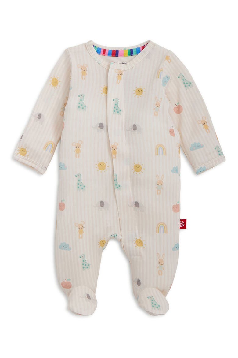 Lullaby Sky Magnetic Convertible Footie, Main, color, WHITE