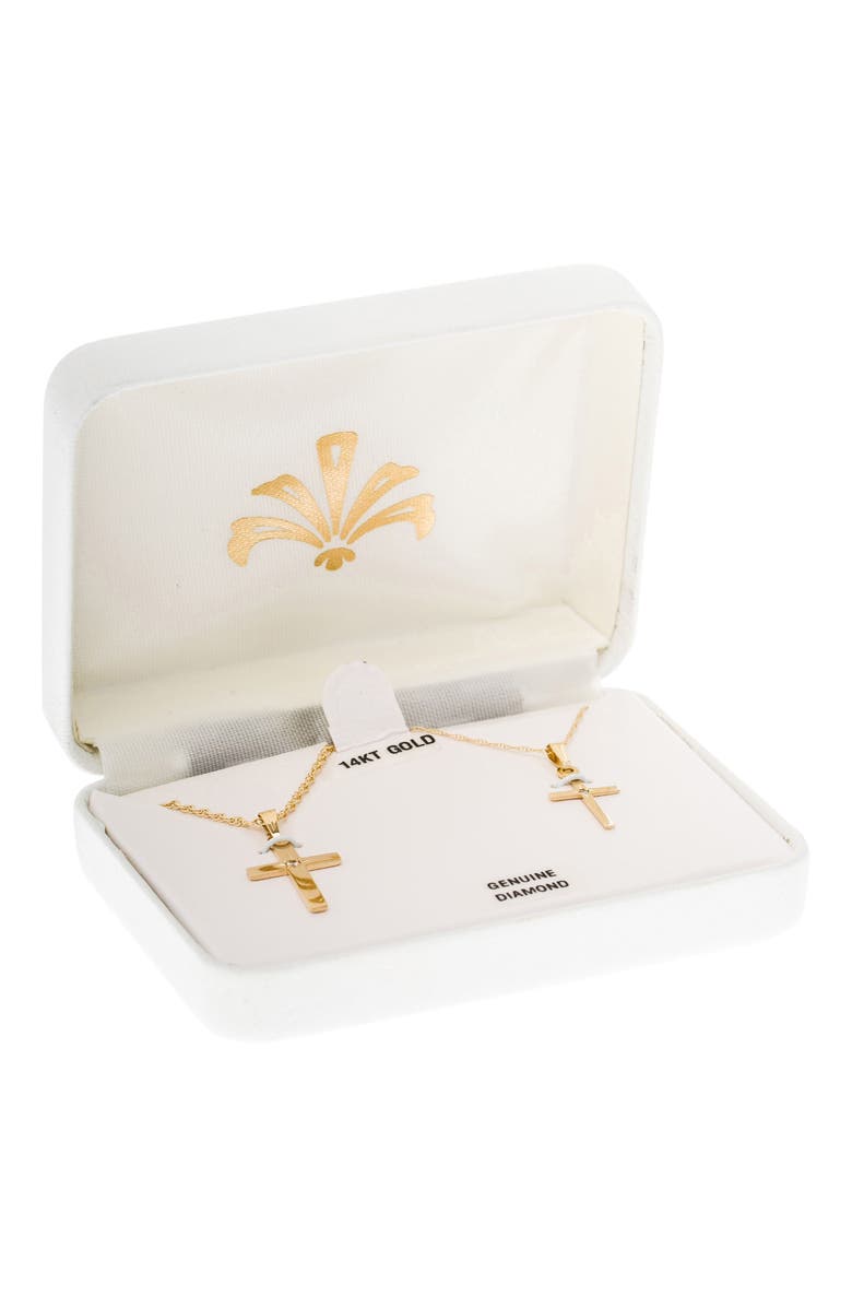 Mignonette 14k Gold & Diamond Cross Mother & Daughter Necklace Set, Alternate, color, 