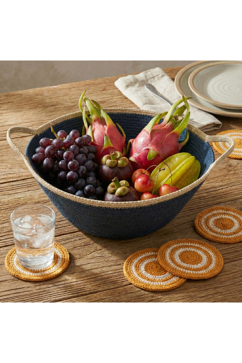 Hydra Woven Seagrass Oversize Bowl with Handles, Alternate, color, Navy