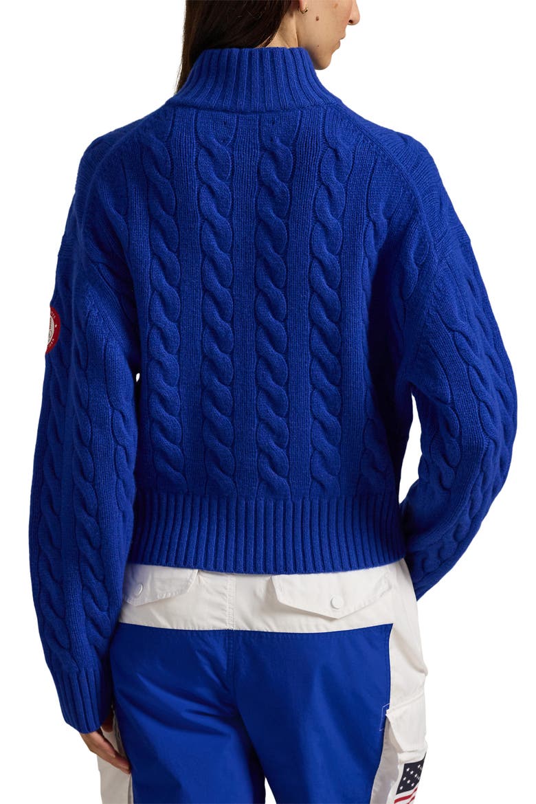Team USA Cable Stitch Half Zip Pullover, Alternate, color, HERITAGE ROYAL 24