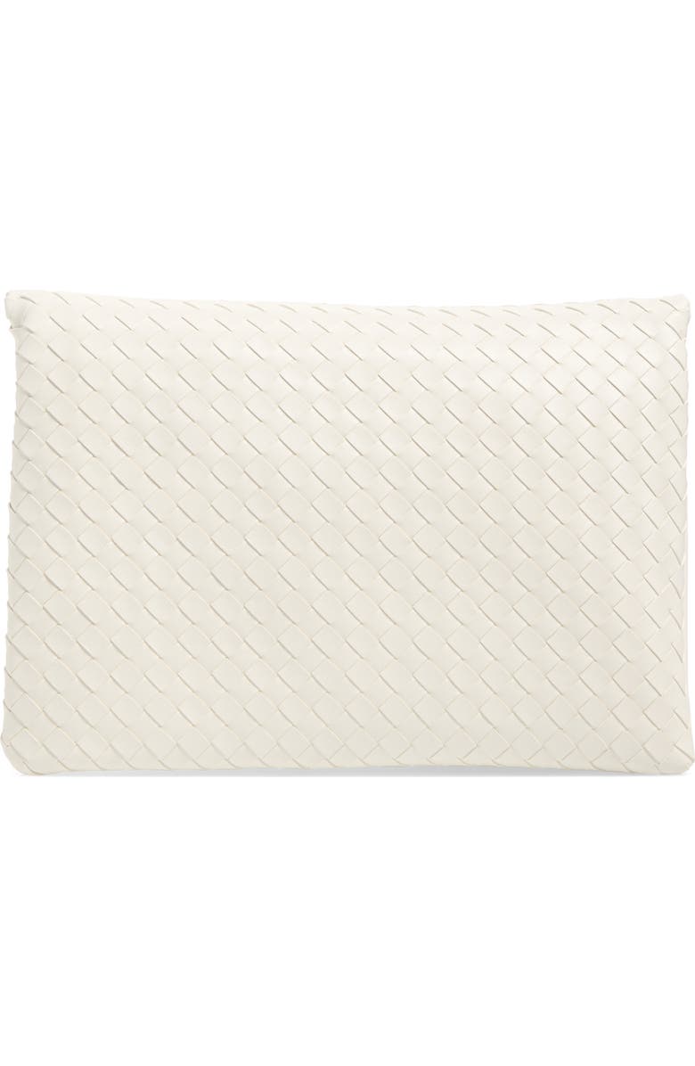 Bottega Veneta Intrecciato Leather Pouch Clutch, Alternate, color, Alabaster-Brass