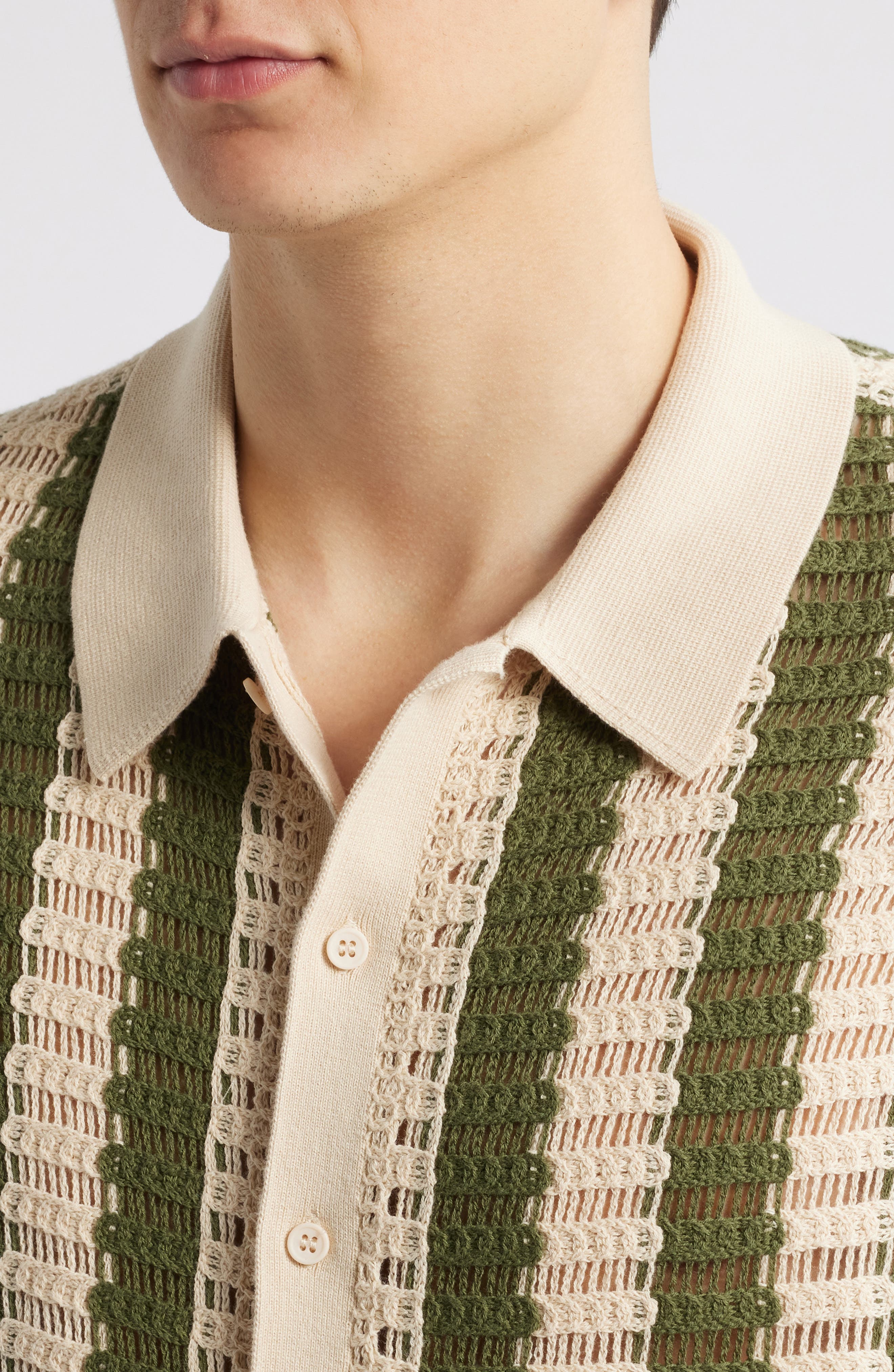 Barletta Crochet Short Sleeve Button-Up Shirt - image 2