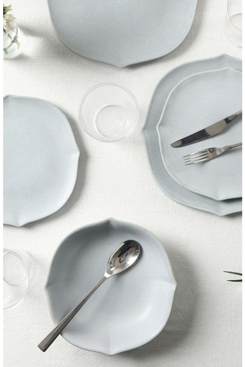 Baskerville Stoneware 16-Piece Dinnerware Set, Includes Glassware, Alternate, color, Black