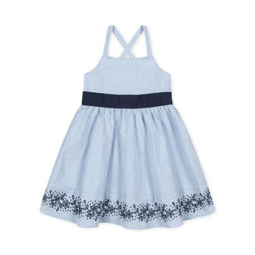 Hope & Henry Girls' Organic Embroidered Special Sundress, Toddler In Blue Seersucker