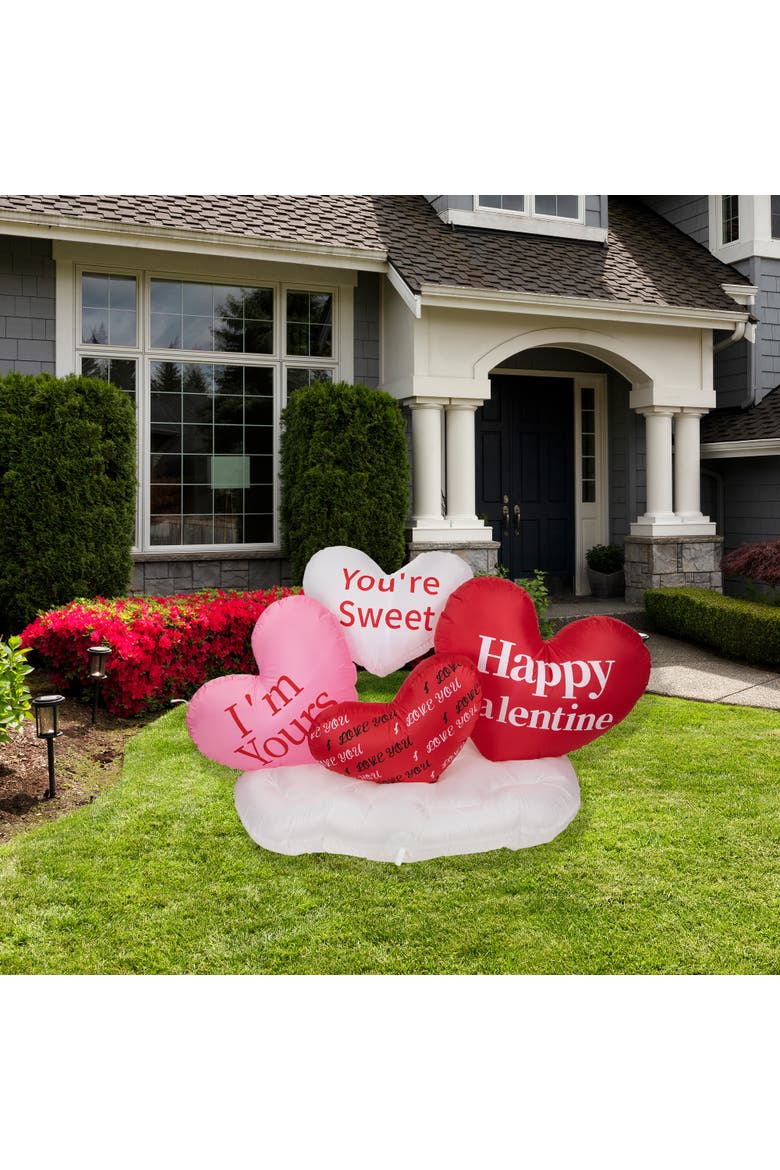 LED Lighted Inflatable Valentine's Day Conversation Hearts Outdoor Decoration - 5', Alternate, color, Red